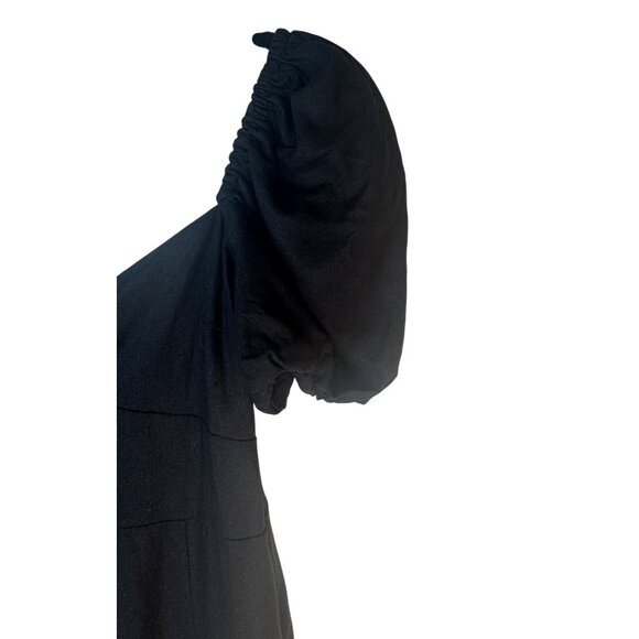 2/$30 ZARA Black 50% Linen Puff Sleeve Midi Dress - Picture 9 of 16